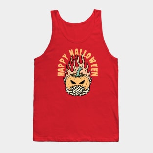 Happy Halloween Pumpkin Fire Tank Top